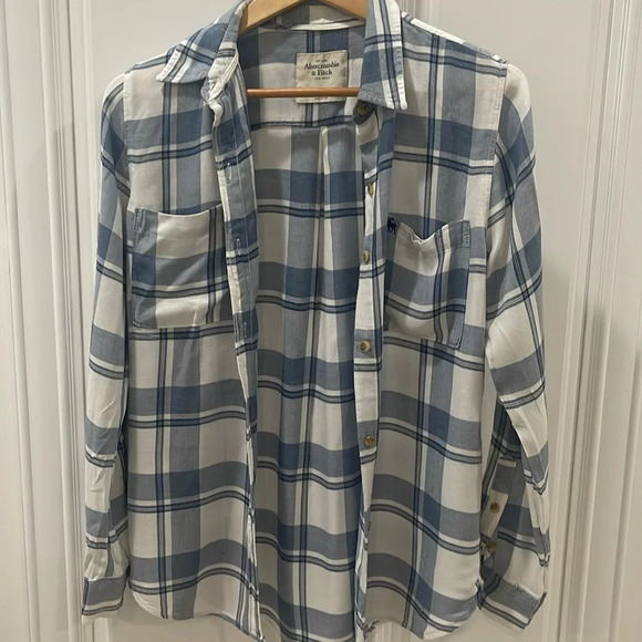 Abercrombie & Fitch Tops - Abercrombie Fitch Button down Shirt Women's XS Blue White Plaid Long Sleeve